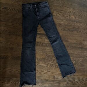 Joe’s dark wash distressed flare jeans